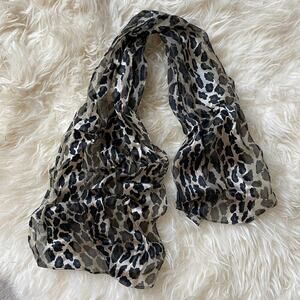 Vintage BASHA 100% Silk Scarf | Leopard Print 48x12, Sheer Animal Print Scarf